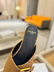 BALMAIN 26S SANDALS IN BROWN CANVAS
