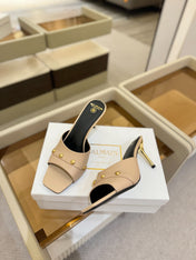 BALMAIN 26S HEELED SANDALS 70 MM IN BEIGE CALFSKIN
