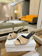 BALMAIN 26S HEELED SANDALS 70 MM IN BEIGE CALFSKIN
