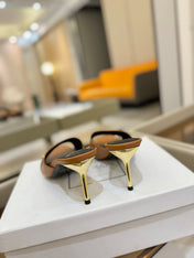BALMAIN 26S HEELED SANDALS 70 MM IN BROWN CALFSKIN