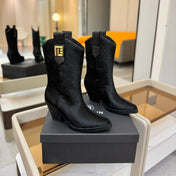 BALMAIN 26S COWBOY ANKLE BOOTS 65 MM IN BLACK PONY HAIR