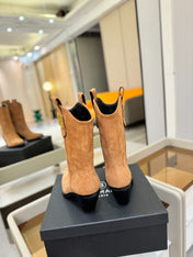 BALMAIN 26S COWBOY ANKLE BOOTS 65 MM IN BROWN SUEDE
