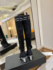 BALMAIN 26S HIGH-TOP BOOTS 75 MM IN BLACK FLYKNIT STYLE 1