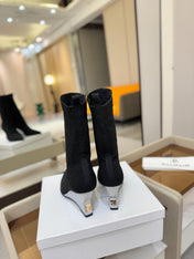 BALMAIN 26S BOOT 75 MM IN BLACK FLYKNIT
