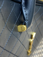SMALL TRAVEL BAG 31 IN BLACK QUILTED LAMBSKIN GOLD HARDWARE
