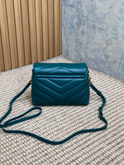 LOULOU MINI BAG 20 IN DARK CYAN LAMBSKIN GOLD HARDWARE