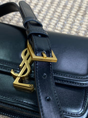 SOLFERINO SMALL SATCHEL 19 IN BLACK CALFSKIN GOLD HARDWARE