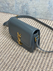 SOLFERINO SMALL SATCHEL 19 IN DARK GREY CALFSKIN GOLD HARDWARE