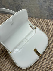 VOLTAIRE IN BOX SHOULDER BAG 21 IN WHITE CALFSKIN GOLD METALLIC