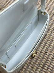 VOLTAIRE IN BOX SHOULDER BAG 21 IN WHITE CALFSKIN GOLD METALLIC