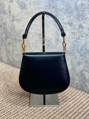 VOLTAIRE TOP HANDLE IN BOX 21 IN BLACK CALFSKIN GOLD HARDWARE