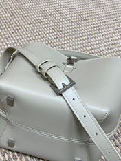 LE 37 SMALL BUCKET BAG 20 IN WHITE CALFSKIN SILVER HARDWARE