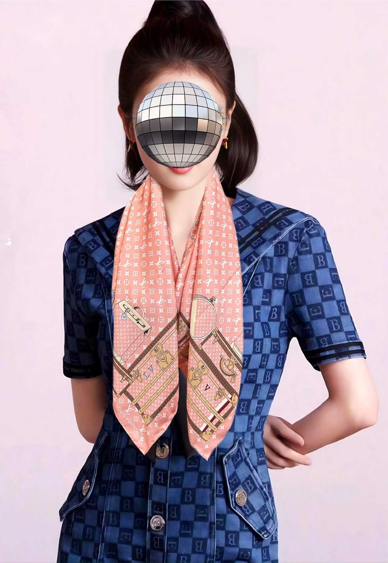 LV SCARF 90 CM IN SILK 733840