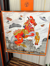 HERMES 26S PRINTED SQUARE SCARF 90 IN SILK 307339