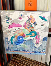 HERMES 26S PRINTED SQUARE SCARF 90 IN SILK 307340
