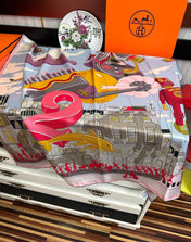 HERMES 26S PRINTED SQUARE SCARF 90 IN SILK 307341