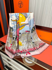 HERMES 26S PRINTED SQUARE SCARF 90 IN SILK 307341