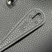 HERMES 25S MEDIUM LINDY 26 IN CHARCOAL GRAY CALFSKIN SILVER HARDWARE