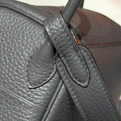 HERMES 25S MINI LINDY 19 IN CHARCOAL GRAY CALFSKIN SILVER HARDWARE