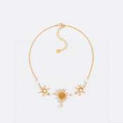 CD 26S PEARL FLORAL SUNBURST STATEMENT NECKLACE IN GOLD TONE METAL 629849