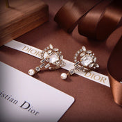 CD 26S VINTAGE CRYSTAL PEARL DROP STATEMENT EARRINGS 631069
