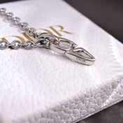 CD 26S CD LOGO CHAIN LINK PENDANT NECKLACE IN SILVER METAL 633196