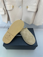 CC Khaki Green Suede Gold Chain Mules