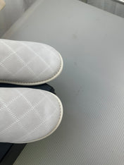 CC White Suede Gold Chain Mules
