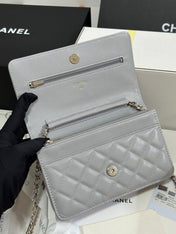 STRASS WOC ENTRUPY BAG 19 IN SPANISH GREY CALFSKIN GOLD HARDWARE