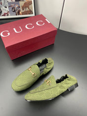 GUCCI 26S LOAFERS IN MOSS GREEN CANVAS