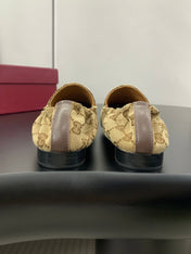 GUCCI 26S LOAFERS IN DARK BEIGE CANVAS