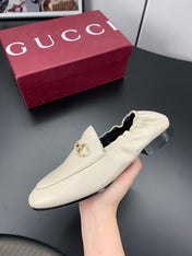 GUCCI 26S LOAFERS IN CREAM WHITE CALFSKIN