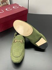 GUCCI 26S LOAFERS IN MOSS GREEN CANVAS