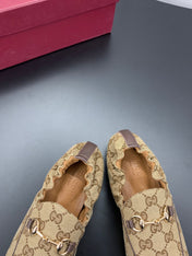 GUCCI 26S LOAFERS IN DARK BEIGE CANVAS