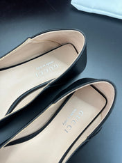 GUCCI 26S VITTORIA BALLERINA SHOES IN BLACK CALFSKIN