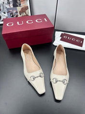 GUCCI 26S VITTORIA BALLERINA SHOES IN CREAM WHITE CALFSKIN