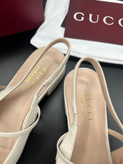 GUCCI 26S SLINGBACK 25 MM IN CREAM WHITE CALFSKIN