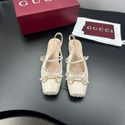 GUCCI 26S SLINGBACK 25 MM IN CREAM WHITE CALFSKIN