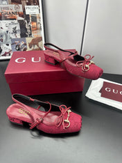 GUCCI 26S SLINGBACK 25 MM IN RED CANVAS