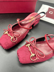 GUCCI 26S SLINGBACK 25 MM IN RED CANVAS