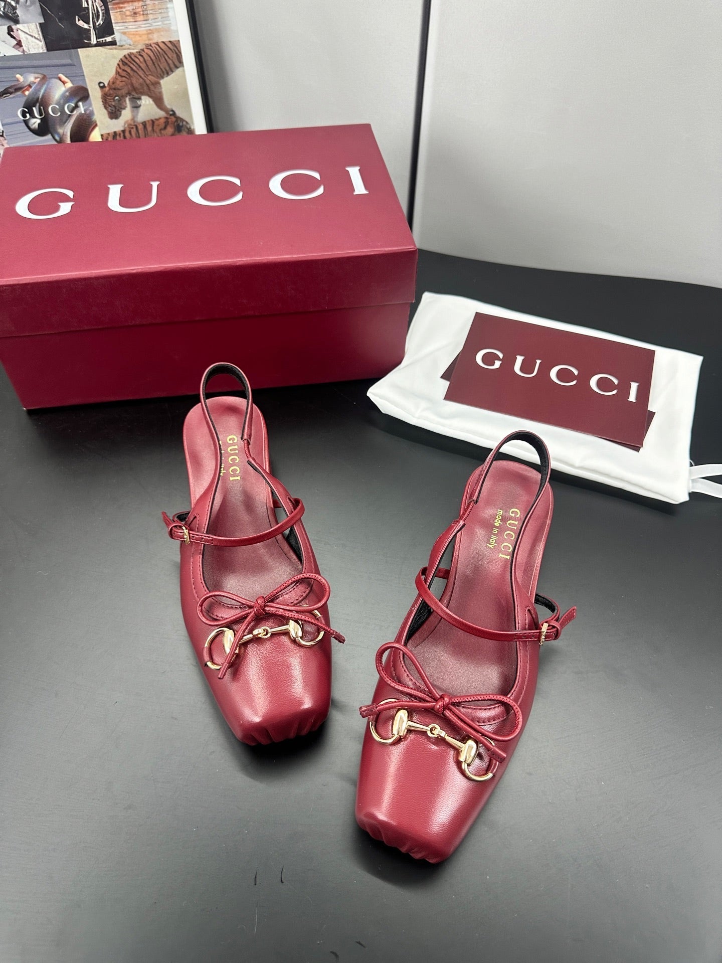 GUCCI 26S SLINGBACK 25 MM IN RED CALFSKIN