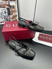 GUCCI 26S SLINGBACK 25 MM IN BLACK CALFSKIN