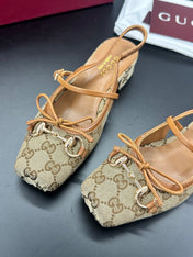 GUCCI 26S SLINGBACK 25 MM IN DARK BEIGE CANVAS