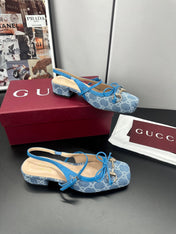 GUCCI 26S SLINGBACK 25 MM IN BLUE DENIM