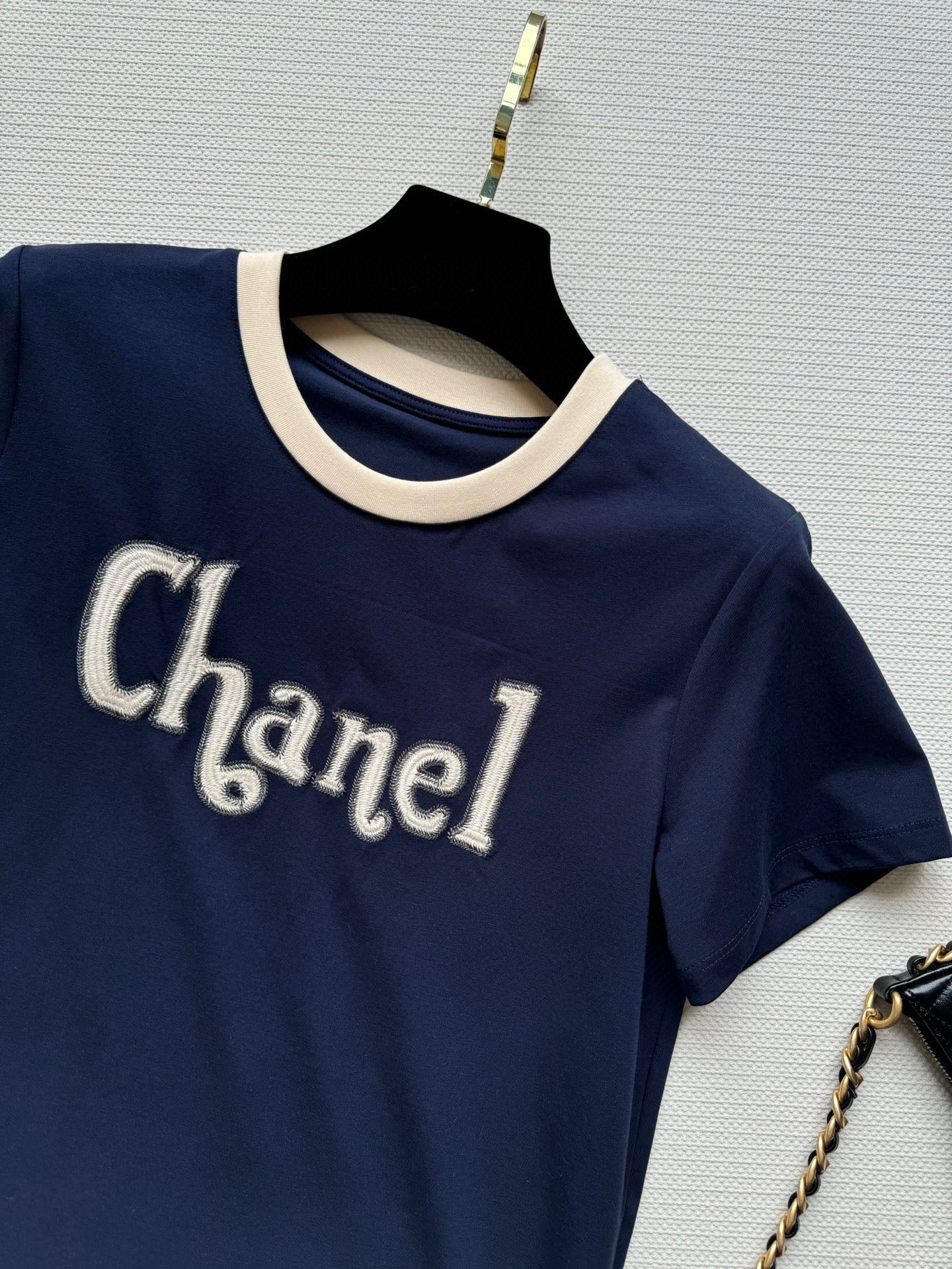 CC Round neck T-shirt Navy Blue Cotton