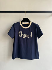 CC Round neck T-shirt Navy Blue Cotton