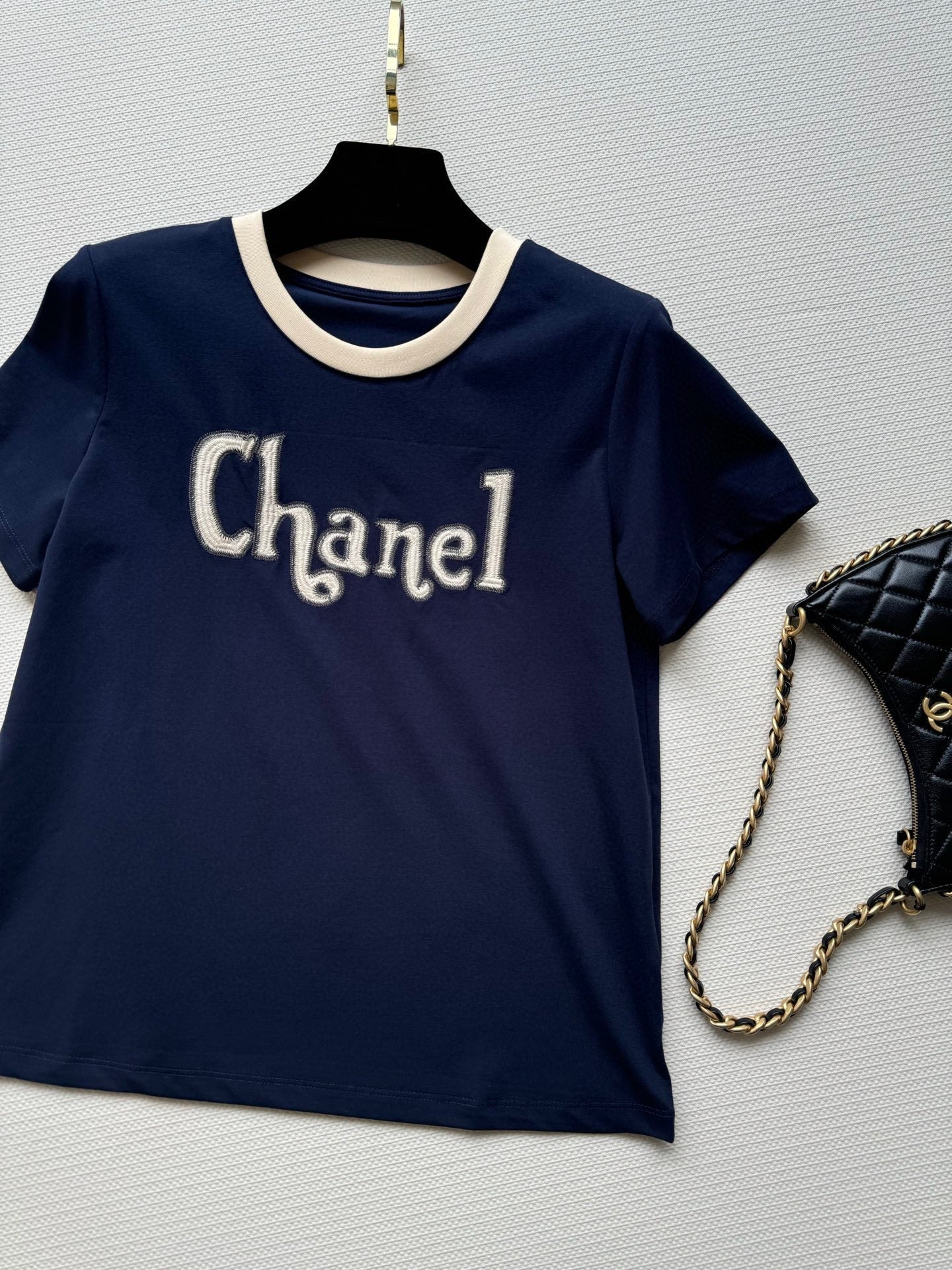 CC Round neck T-shirt Navy Blue Cotton
