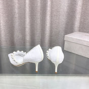JIMMY CHOO 26S HIGH HEELS 65 MM IN WHITE LACE PEARL-EMBELLISHED
