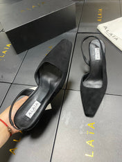 ALAIA 26S WEDGE SLINGBACKS 95 MM IN BLACK SUEDE