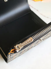 SAINT-GABRIEL WALLET 12 IN BLACK CALFSKIN AND GOYARDINE CANVAS